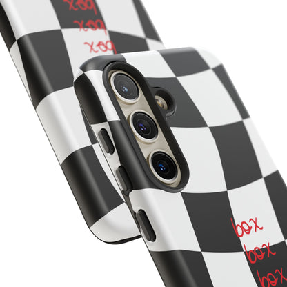 Black and Red Checkered F1 Phone Case, Box Box Box F1 Phone Case
