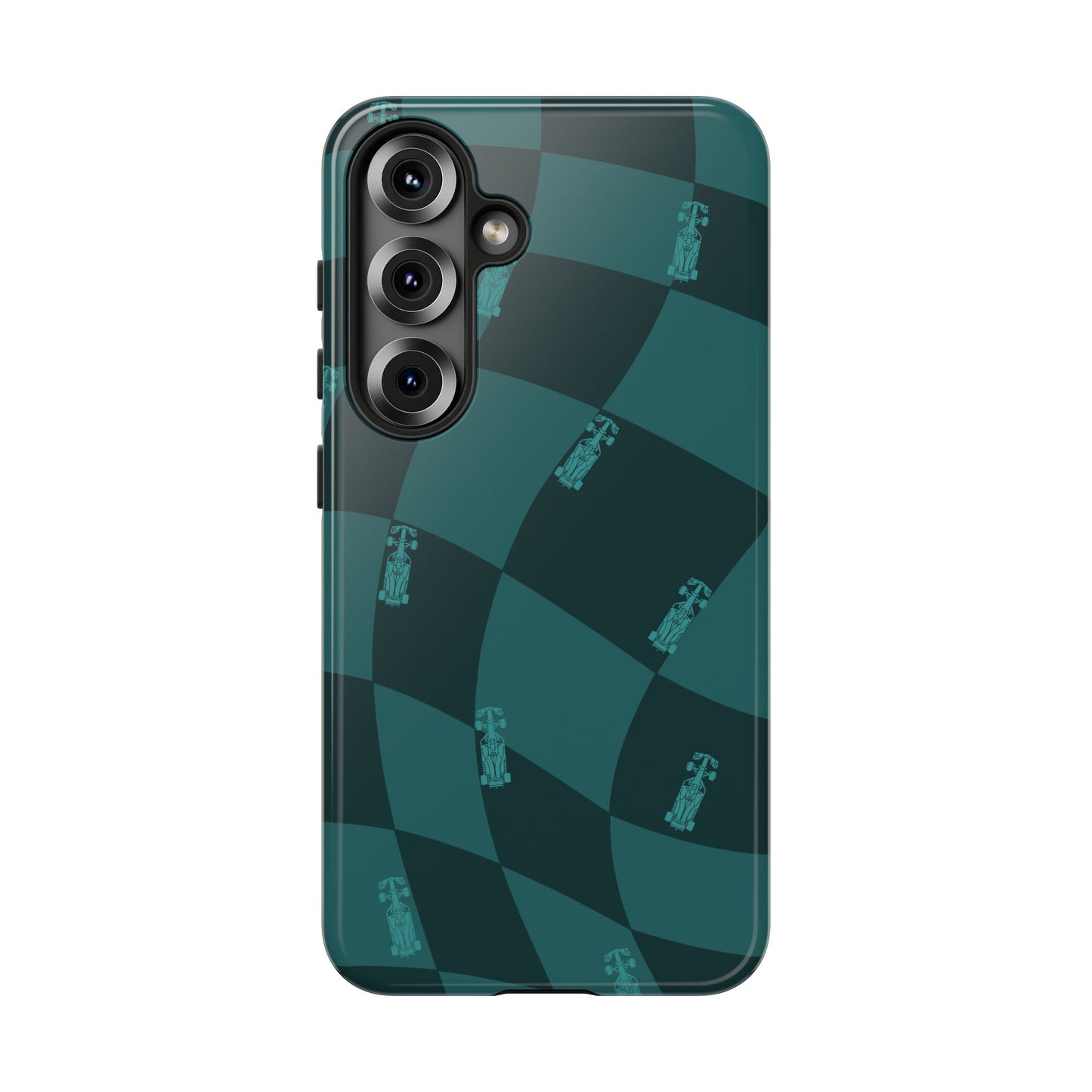 F1 Phone Case Teal Checkered Design, Trendy F1 Gift, Formula 1 Gift, Cute F1 Phone Case, Unique Formula One Phone Case