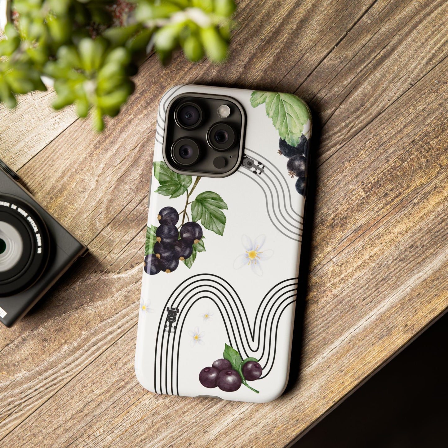F1 Cadillac and Black Currants Phone Case, Trendy F1 Gift, Formula 1 Gift, Cute Fruit F1 Phone Case, Unique Phone Case