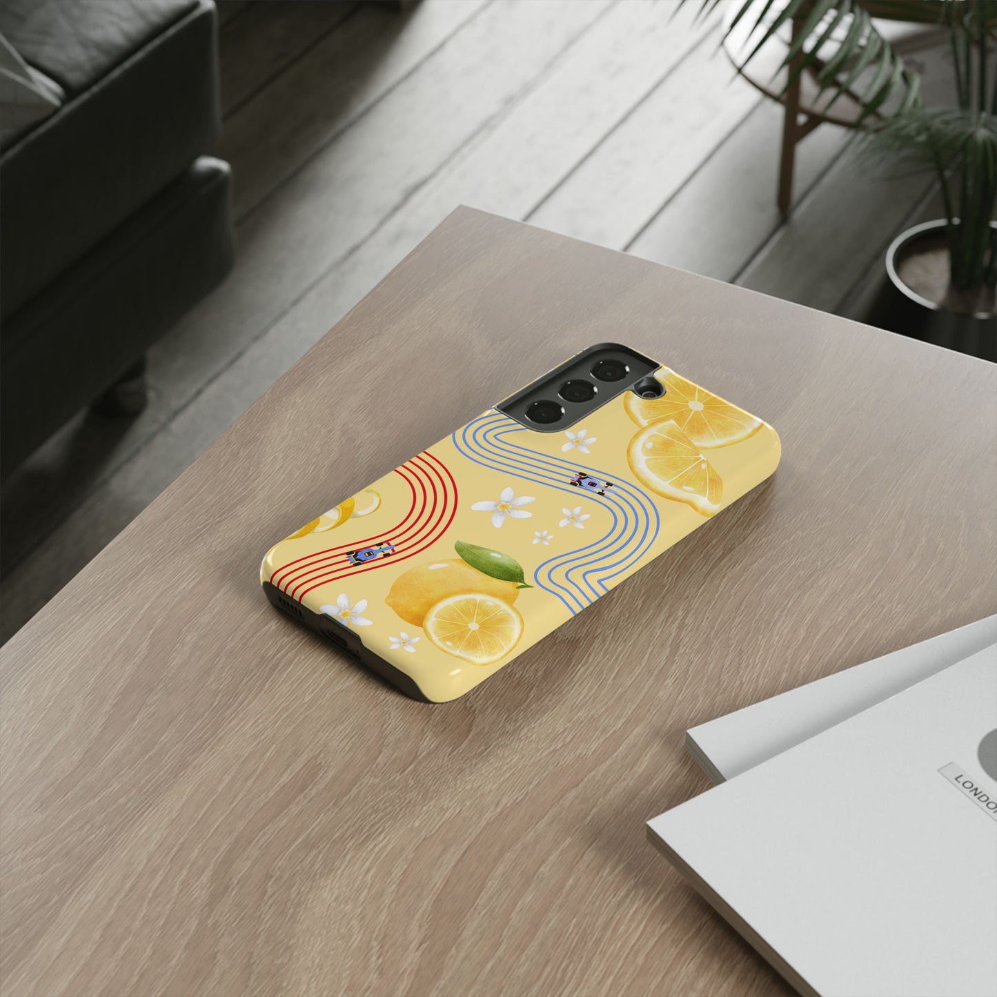 Yellow F1 Racing Bulls and Lemons Phone Case, Trendy F1 Gift, Formula 1 Gift, Cute Fruit F1 Phone Case, Unique Phone Case