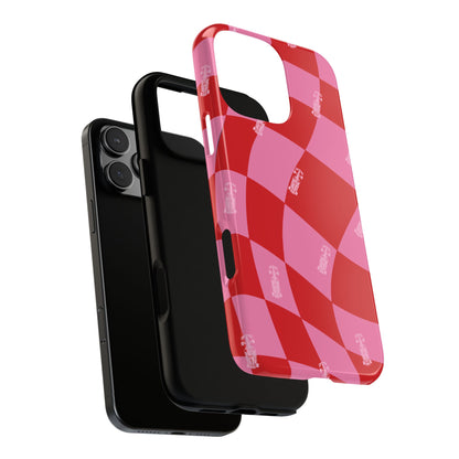 F1 Phone Case Pink and Red Checkerboard Design, Trendy F1 Gift, Girly Formula 1 Gift, Cute F1 Phone Case, Unique Formula One Phone Case