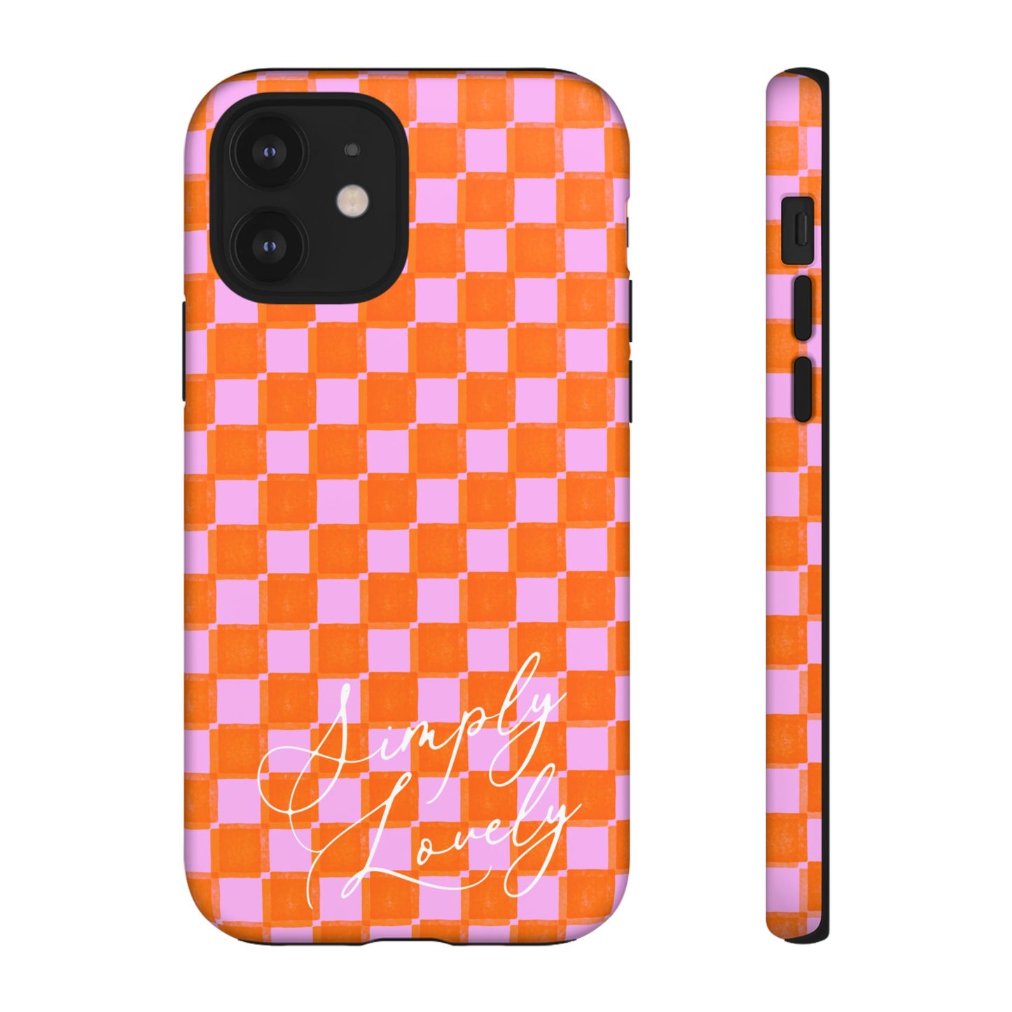 Simply Lovely Orange and Pink Checkered F1 Phone Case Design, Trendy F1 Gift, Formula 1 Gift, Cute F1 Phone Case