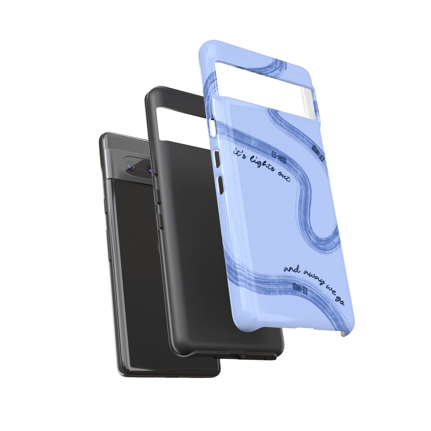 F1 Phone Case Monochrome Blue Painted "its lights out and away we go", Trendy F1 Gift, Formula 1 Gift, Cute F1 Phone Case, Phone Case