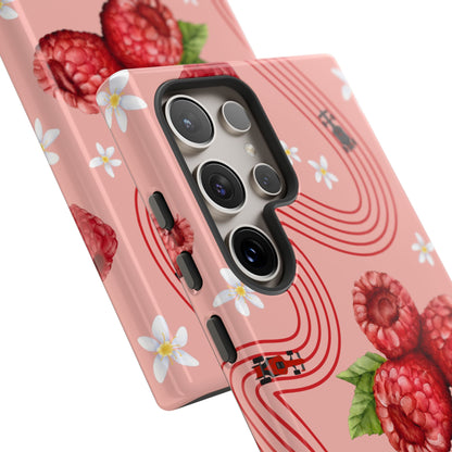Red F1 Haas and Raspberries Phone Case, Trendy F1 Gift, Formula 1 Gift, Cute Fruit F1 Phone Case, Unique Phone Case