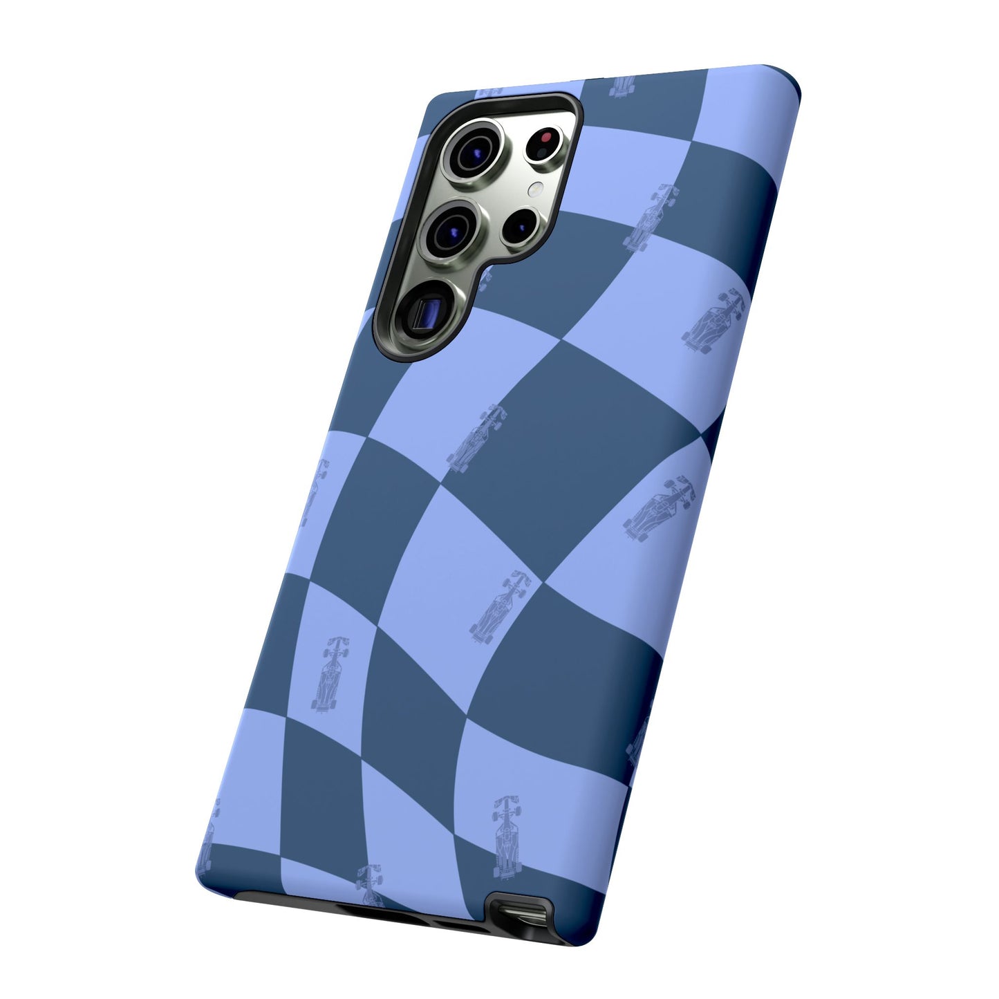 F1 Phone Case Blue Checkerboard Design, Trendy F1 Gift, Formula 1 Gift, Cute F1 Phone Case, Unique Formula One Phone Case