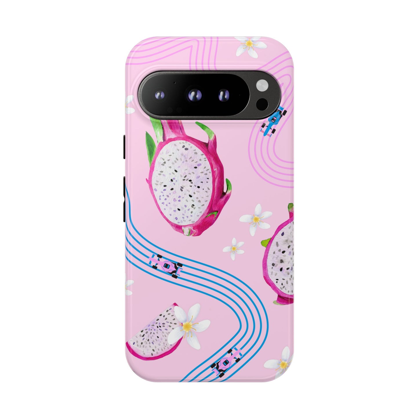 Pink F1 Alpine and Dragonfruit Phone Case, Trendy F1 Gift, Formula 1 Gift, Cute Fruit F1 Phone Case, Unique Phone Case