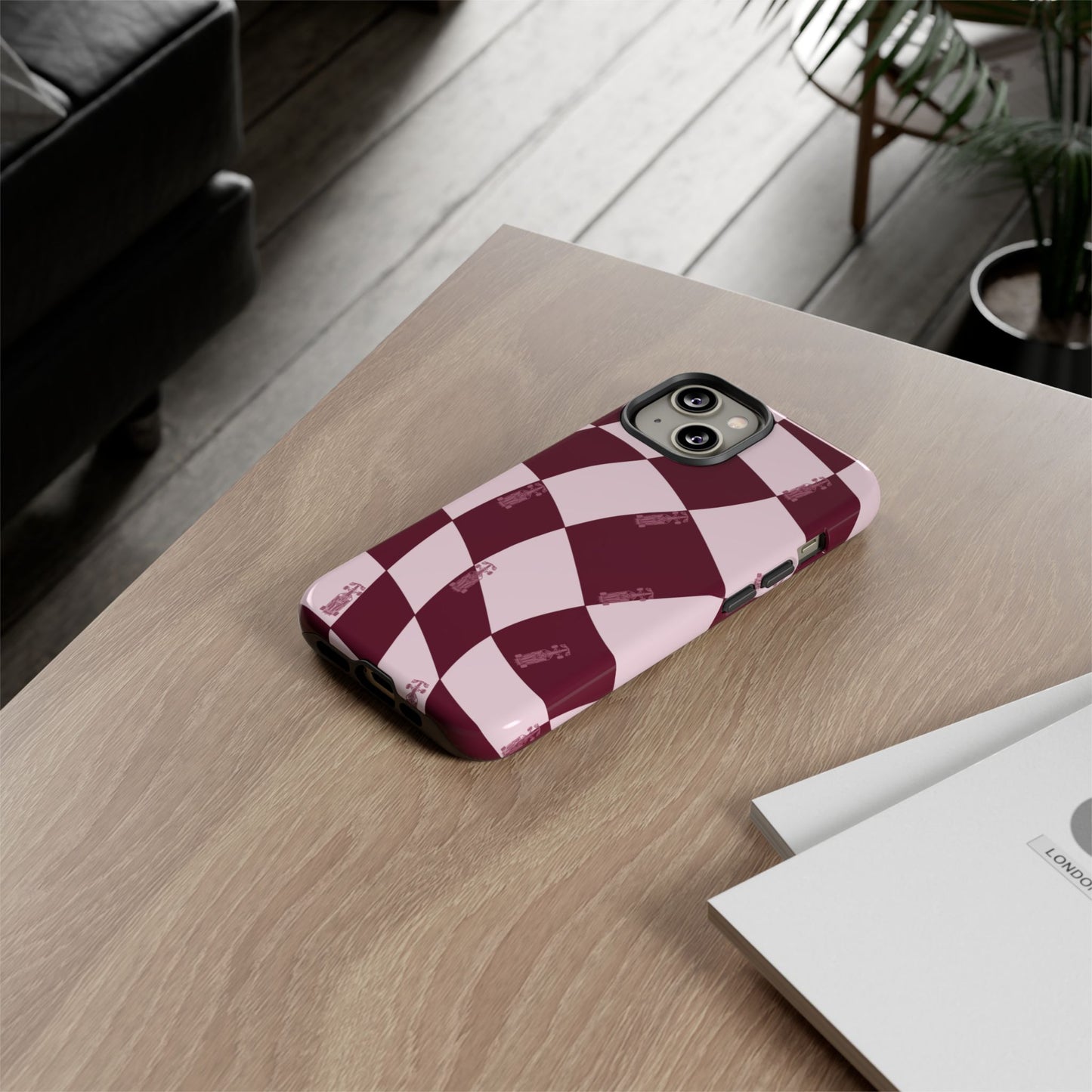 F1 Phone Case Pink Checkered Design, Trendy F1 Gift, Formula 1 Gift, Cute F1 Phone Case, Unique Formula One Phone Case