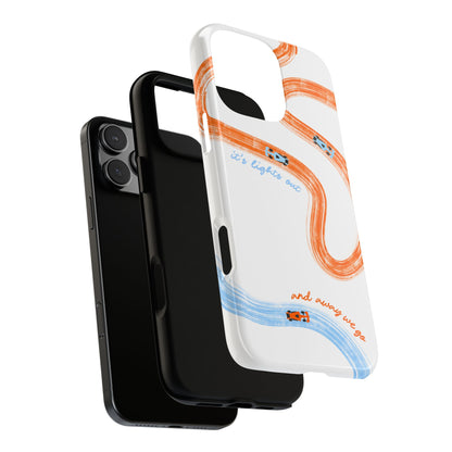 McLaren F1 Phone Case Orange and Blue Painted "its lights out and away we go", Trendy F1 Gift, Formula 1 Gift, Cute F1 Phone Case