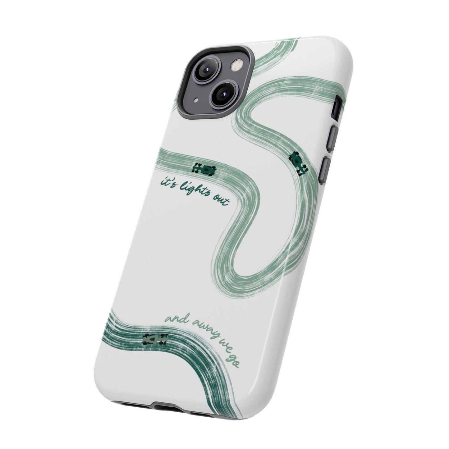 F1 Phone Case Green Painted "its lights out and away we go", Trendy F1 Gift, Formula 1 Gift, Cute F1 Phone Case, Gift for F1 Fans