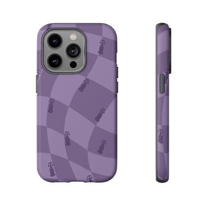 F1 Phone Case Purple Checkered Design, Trendy F1 Gift, Formula 1 Gift, Cute F1 Phone Case, Unique Formula One Phone Case
