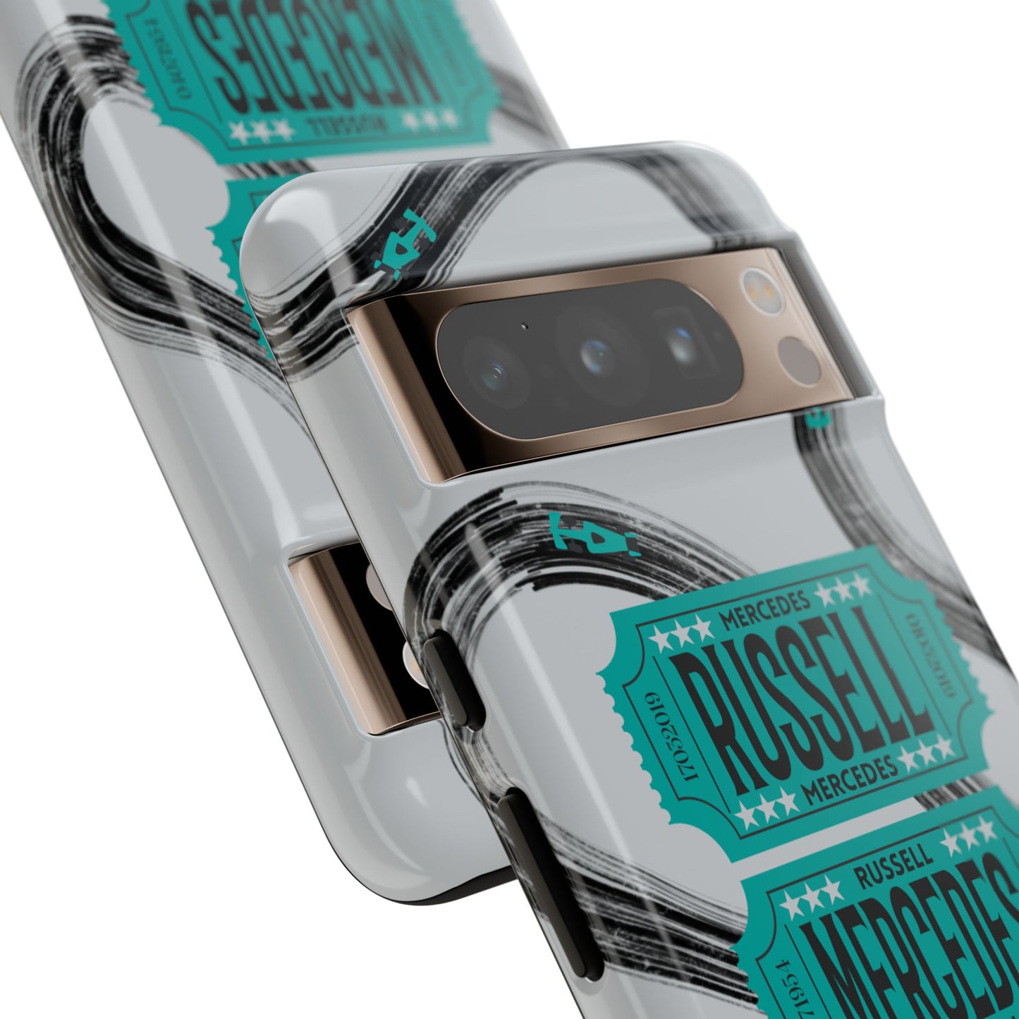 Mercedes F1 Phone Case Painted Ticket Stubs, Trendy F1 Gift, Formula 1 Gift, Cute F1 Phone Case