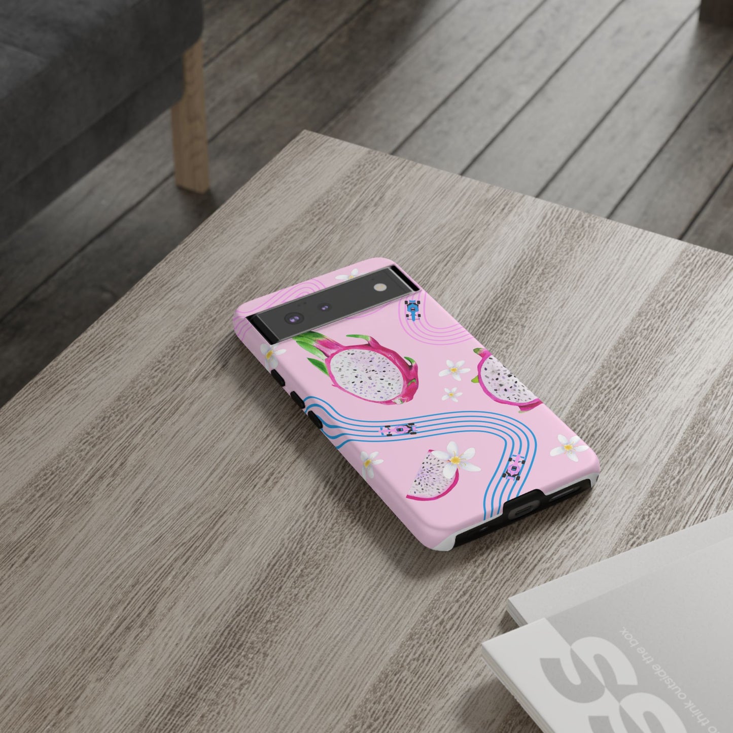 Pink F1 Alpine and Dragonfruit Phone Case, Trendy F1 Gift, Formula 1 Gift, Cute Fruit F1 Phone Case, Unique Phone Case