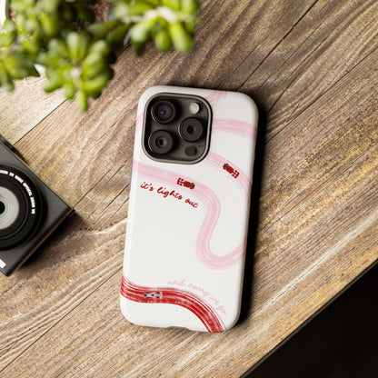F1 Phone Case Pink and Red Painted "its lights out and away we go", Trendy F1 Gift, Formula 1 Gift, Cute F1 Phone Case, Unique Phone Case