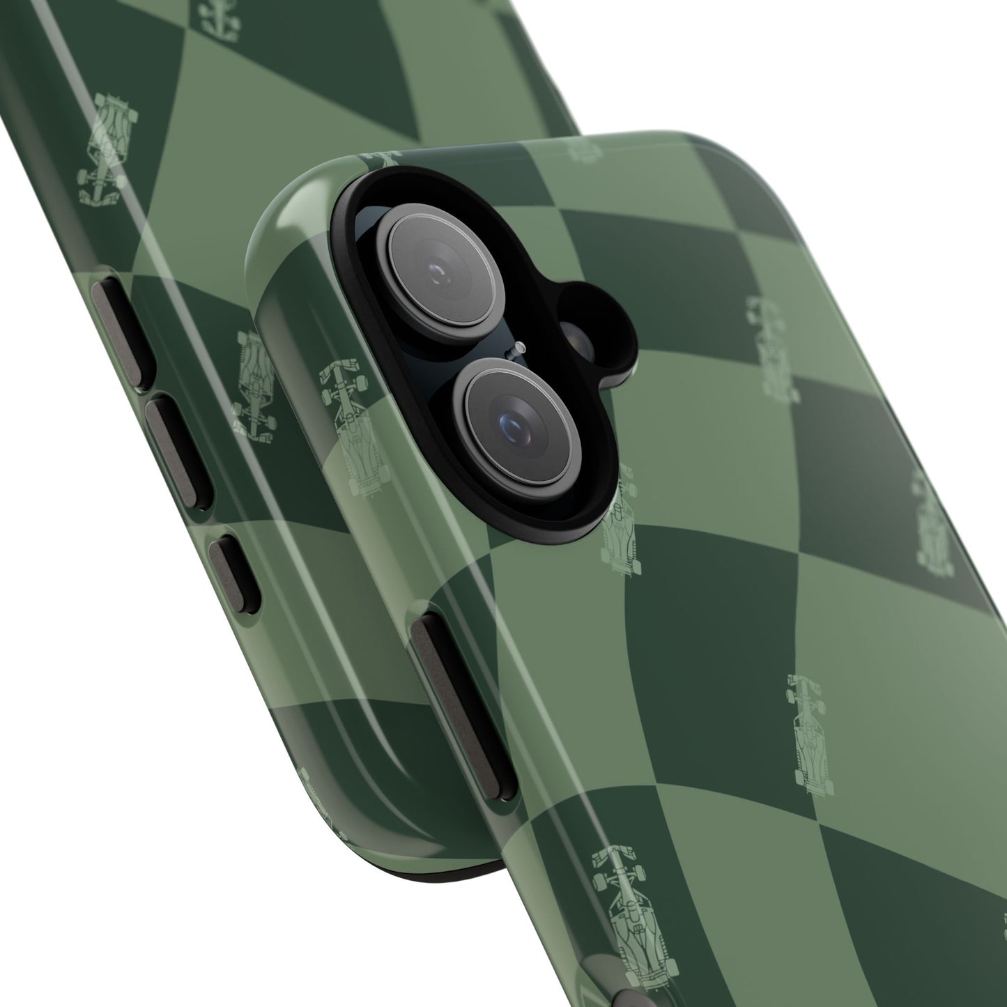 F1 Phone Case Green Checkerboard Design, Trendy F1 Gift, Formula 1 Gift, Cute F1 Phone Case, Unique Formula One Phone Case