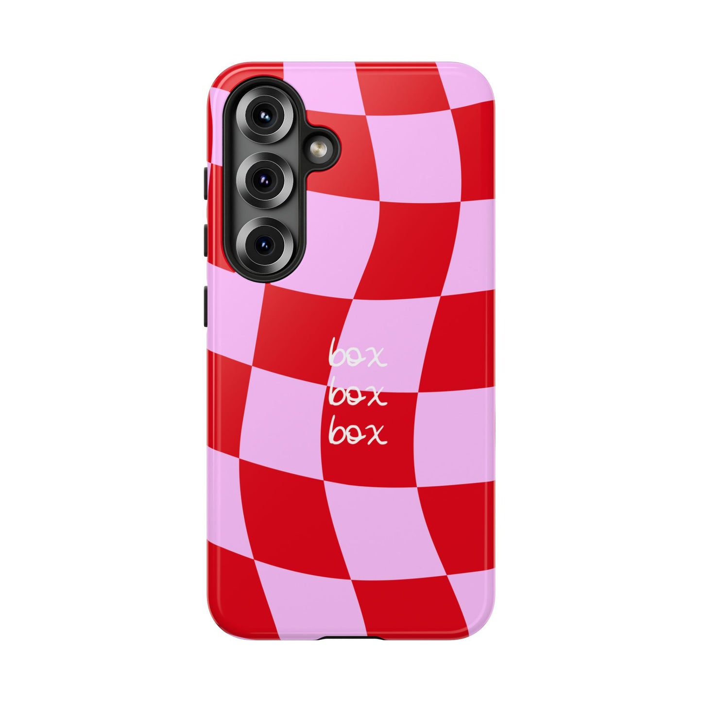 Pink and Red Checkered F1 Phone Case, Box Box Box F1 Phone Case