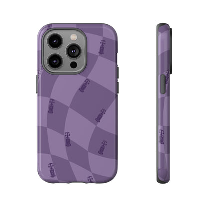 F1 Phone Case Purple Checkered Design, Trendy F1 Gift, Formula 1 Gift, Cute F1 Phone Case, Unique Formula One Phone Case