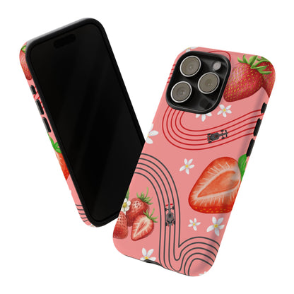 Red F1 Audi and Strawberries Phone Case, Trendy F1 Gift, Formula 1 Gift, Cute Fruit F1 Phone Case, Unique Phone Case
