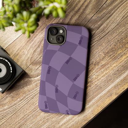 F1 Phone Case Purple Checkered Design, Trendy F1 Gift, Formula 1 Gift, Cute F1 Phone Case, Unique Formula One Phone Case