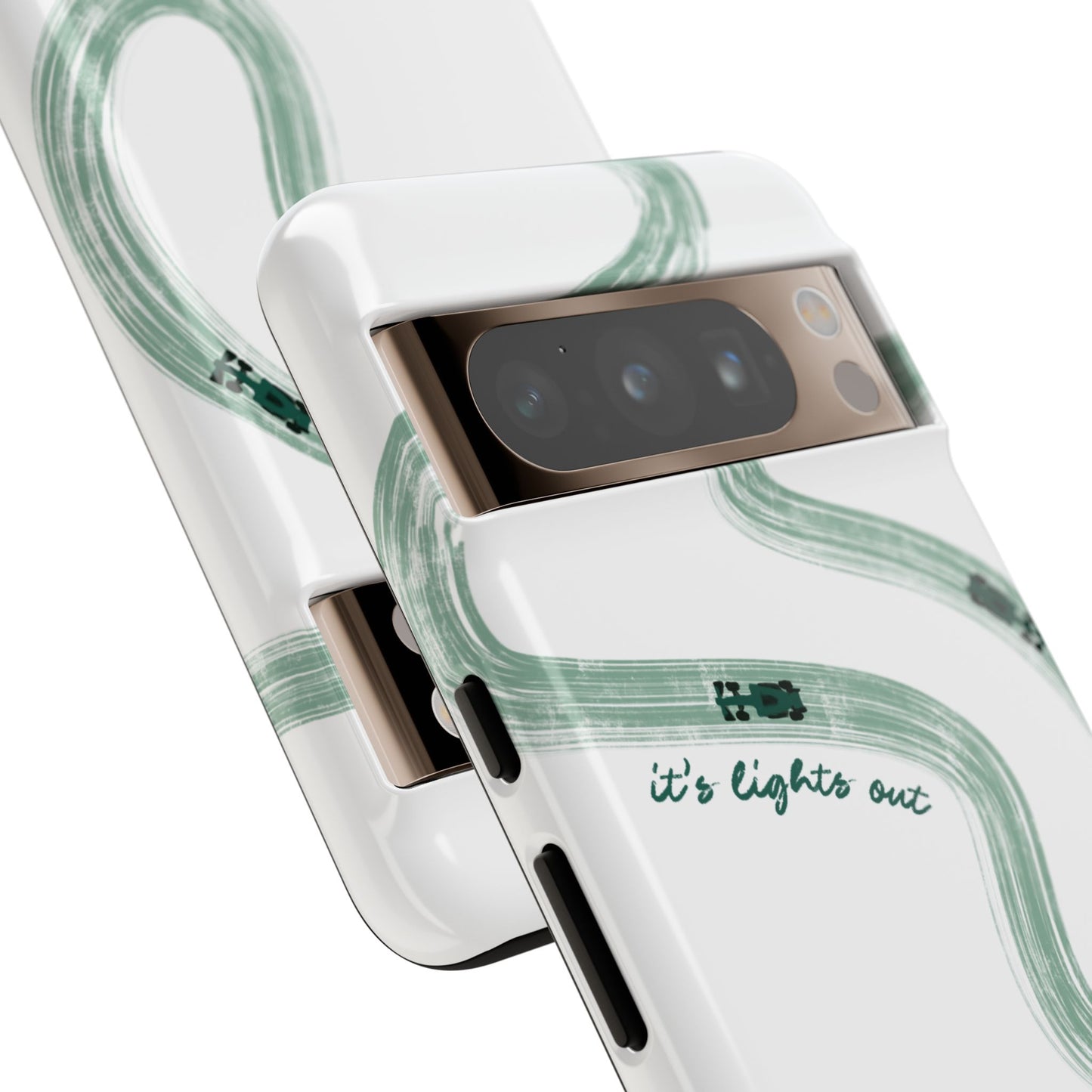 F1 Phone Case Green Painted "its lights out and away we go", Trendy F1 Gift, Formula 1 Gift, Cute F1 Phone Case, Gift for F1 Fans