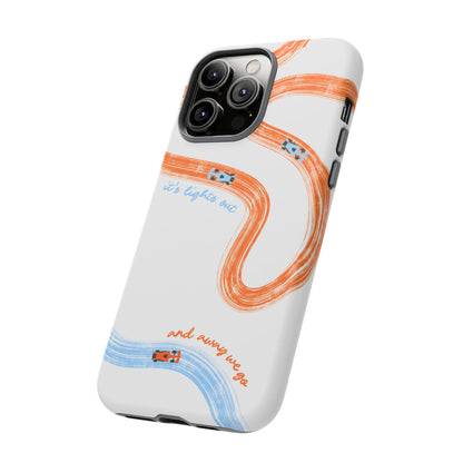 McLaren F1 Phone Case Orange and Blue Painted "its lights out and away we go", Trendy F1 Gift, Formula 1 Gift, Cute F1 Phone Case
