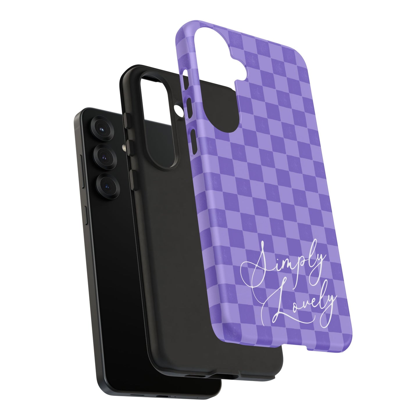 Simply Lovely Purple Checkered F1 Phone Case Design, Trendy F1 Gift, Formula 1 Gift, Cute F1 Phone Case