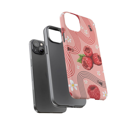 Red F1 Haas and Raspberries Phone Case, Trendy F1 Gift, Formula 1 Gift, Cute Fruit F1 Phone Case, Unique Phone Case