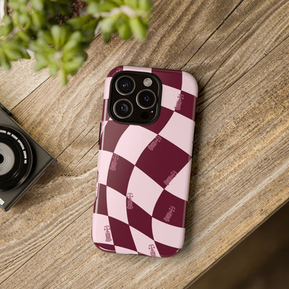 F1 Phone Case Pink Checkered Design, Trendy F1 Gift, Formula 1 Gift, Cute F1 Phone Case, Unique Formula One Phone Case