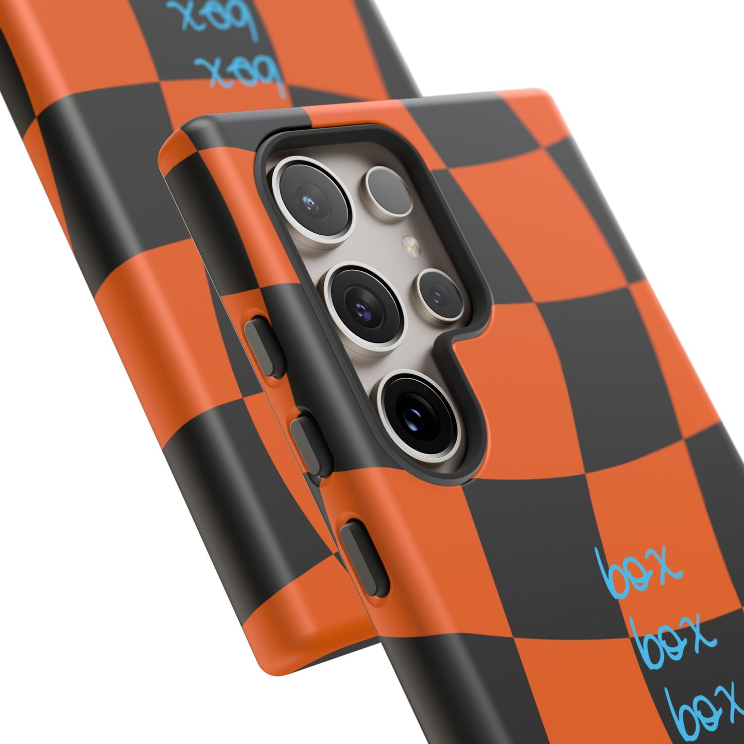 McLaren Orange and Black Checkered F1 Phone Case, Box Box Box F1 Phone Case
