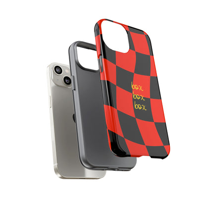 F1 Ferrari Black and Red Checkered Phone Case, Box Box Box F1 Phone Case