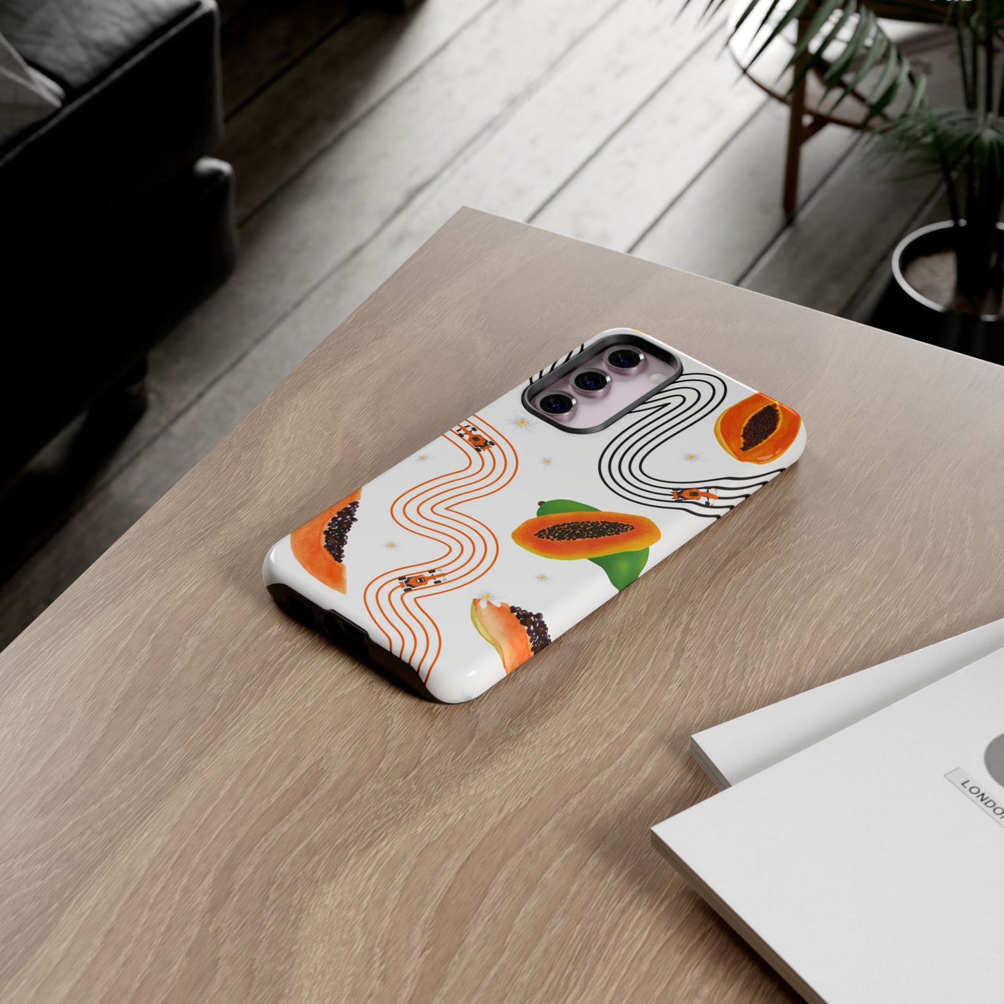 F1 McLaren and Papaya Phone Case , Trendy F1 Gift, Formula 1 Gift, Cute Fruit F1 Phone Case, Unique Phone Case