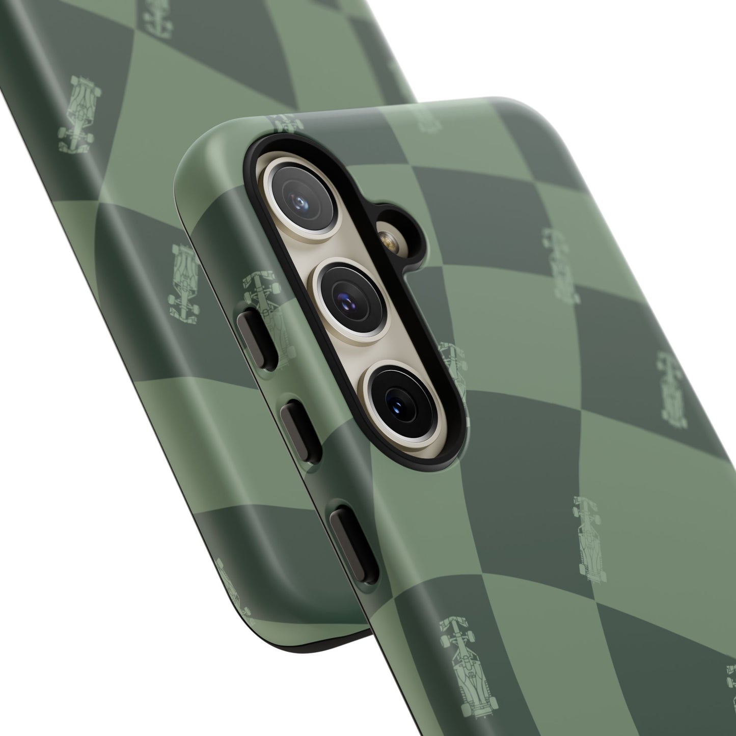 F1 Phone Case Green Checkerboard Design, Trendy F1 Gift, Formula 1 Gift, Cute F1 Phone Case, Unique Formula One Phone Case