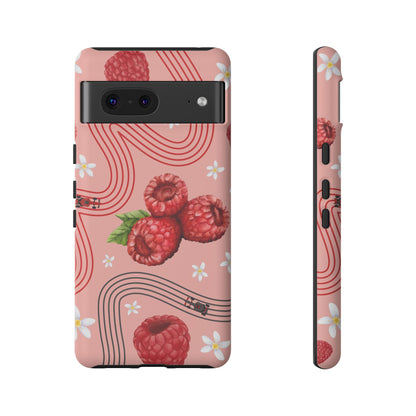 Red F1 Haas and Raspberries Phone Case, Trendy F1 Gift, Formula 1 Gift, Cute Fruit F1 Phone Case, Unique Phone Case