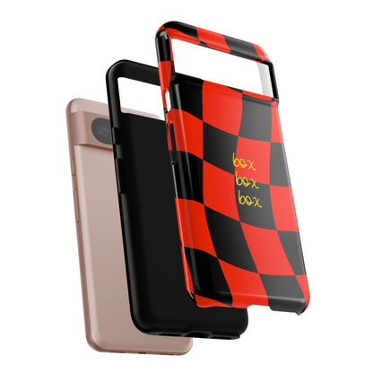F1 Ferrari Black and Red Checkered Phone Case, Box Box Box F1 Phone Case