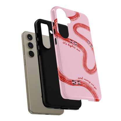 F1 Phone Case Pink and Red Painted "its lights out and away we go", Trendy F1 Gift, Formula 1 Gift, Cute F1 Phone Case, Unique Phone Case