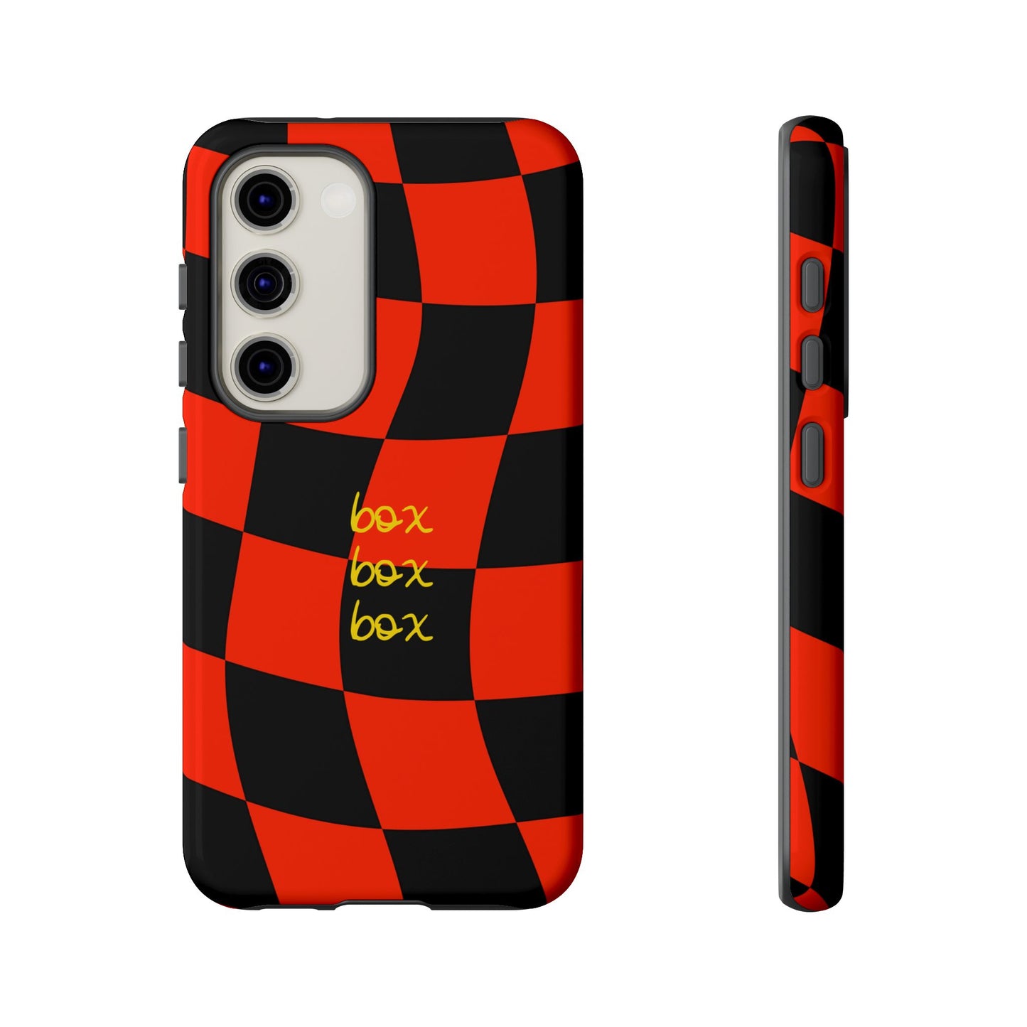 F1 Ferrari Black and Red Checkered Phone Case, Box Box Box F1 Phone Case