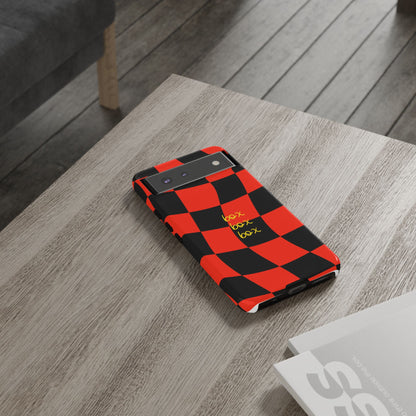 F1 Ferrari Black and Red Checkered Phone Case, Box Box Box F1 Phone Case