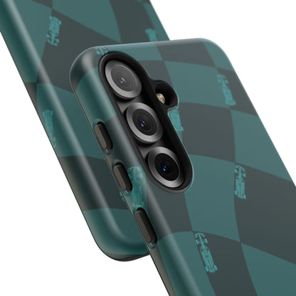 F1 Phone Case Teal Checkered Design, Trendy F1 Gift, Formula 1 Gift, Cute F1 Phone Case, Unique Formula One Phone Case