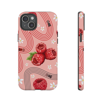 Red F1 Haas and Raspberries Phone Case, Trendy F1 Gift, Formula 1 Gift, Cute Fruit F1 Phone Case, Unique Phone Case