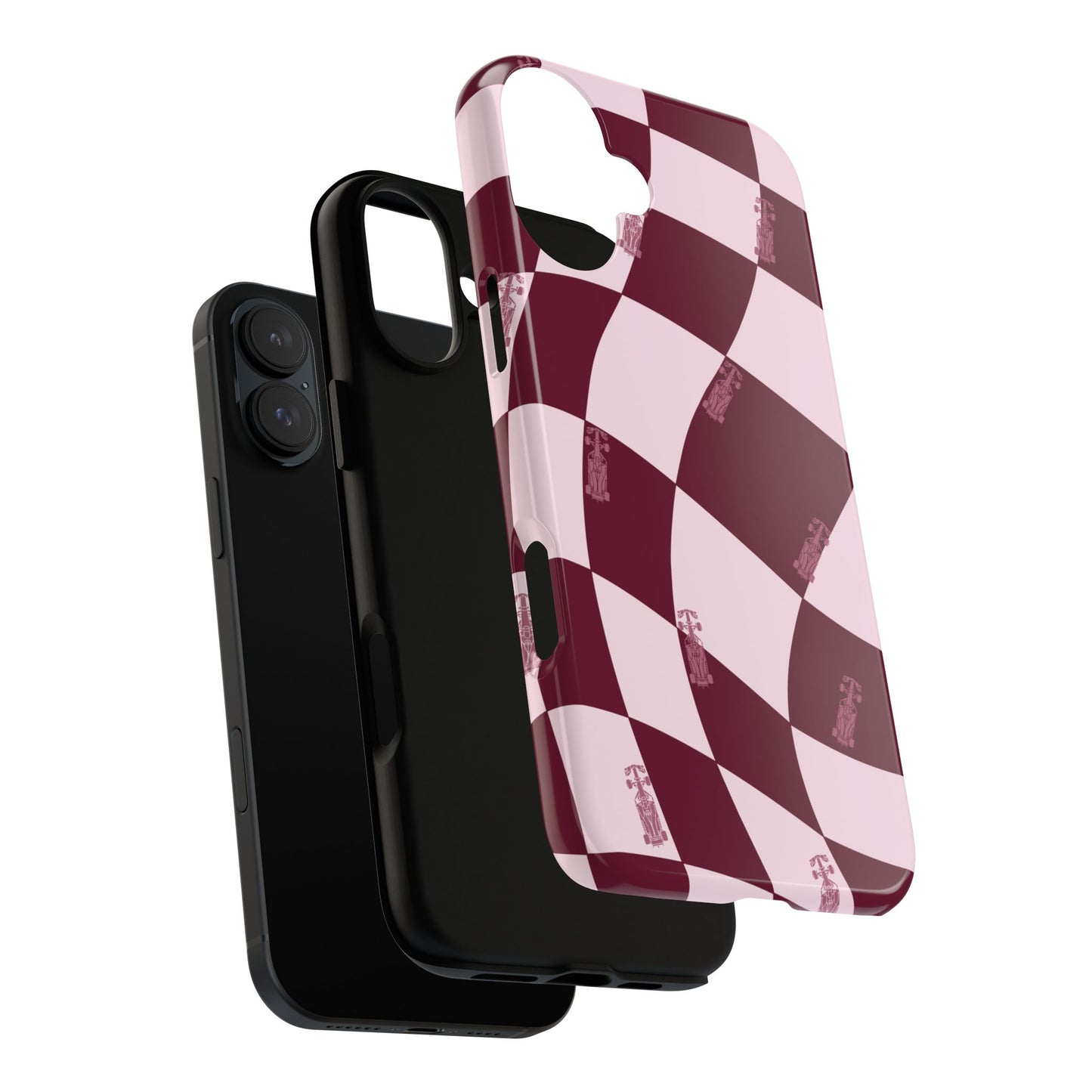 F1 Phone Case Pink Checkered Design, Trendy F1 Gift, Formula 1 Gift, Cute F1 Phone Case, Unique Formula One Phone Case