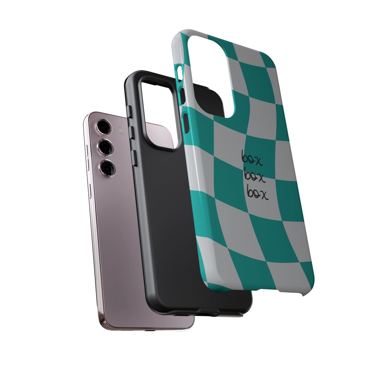 Mercedes Teal and Grey Checkered F1 Phone Case, Box Box Box F1 Phone Case