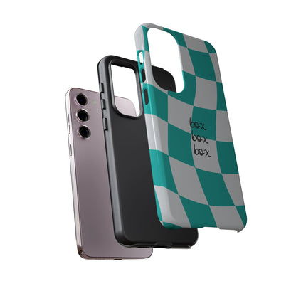 Mercedes Teal and Grey Checkered F1 Phone Case, Box Box Box F1 Phone Case