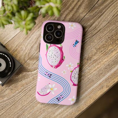 Pink F1 Alpine and Dragonfruit Phone Case, Trendy F1 Gift, Formula 1 Gift, Cute Fruit F1 Phone Case, Unique Phone Case