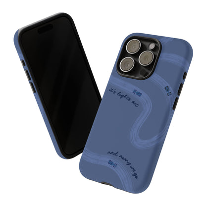 F1 Phone Case Monochrome Dark Blue Painted "its lights out and away we go", Trendy F1 Gift, Formula 1 Gift, Cute F1 Phone Case, Phone Case