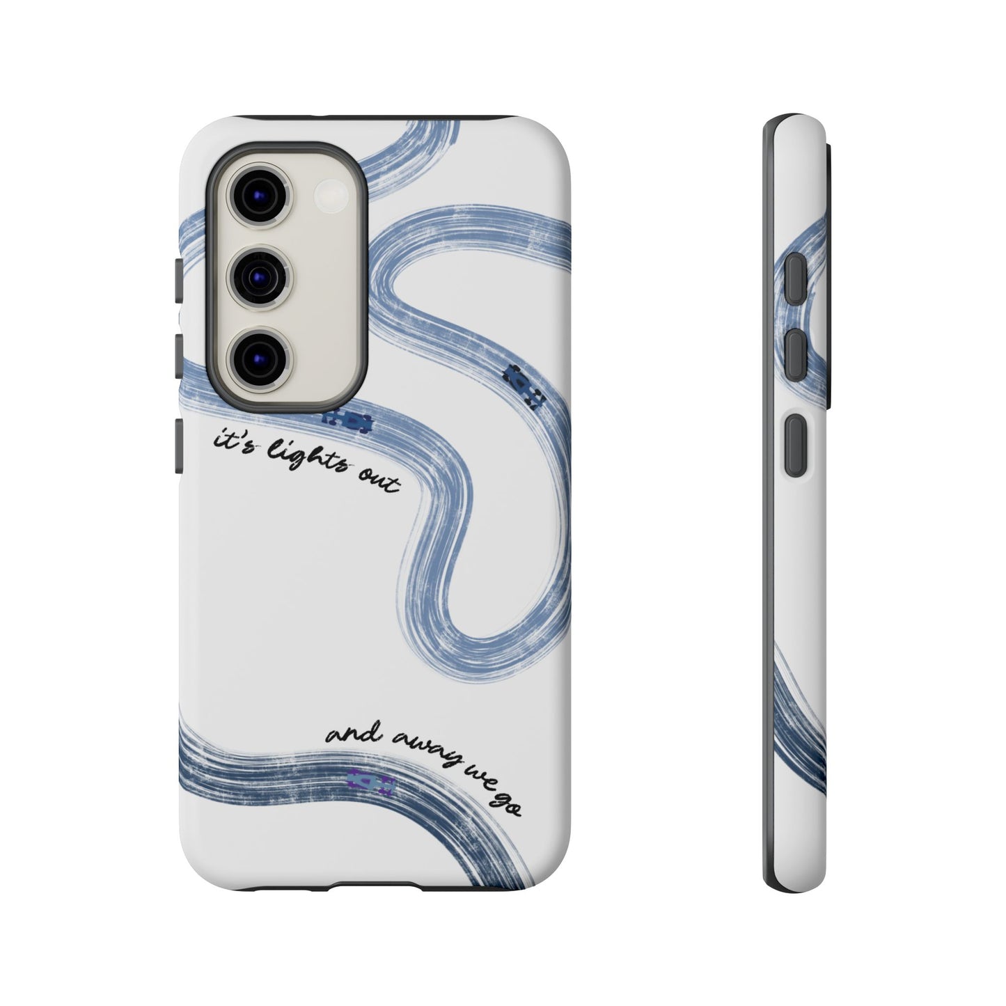 F1 Phone Case Blue Painted "its lights out and away we go", Trendy F1 Gift, Formula 1 Gift, Cute F1 Phone Case, Gift for F1 Fans