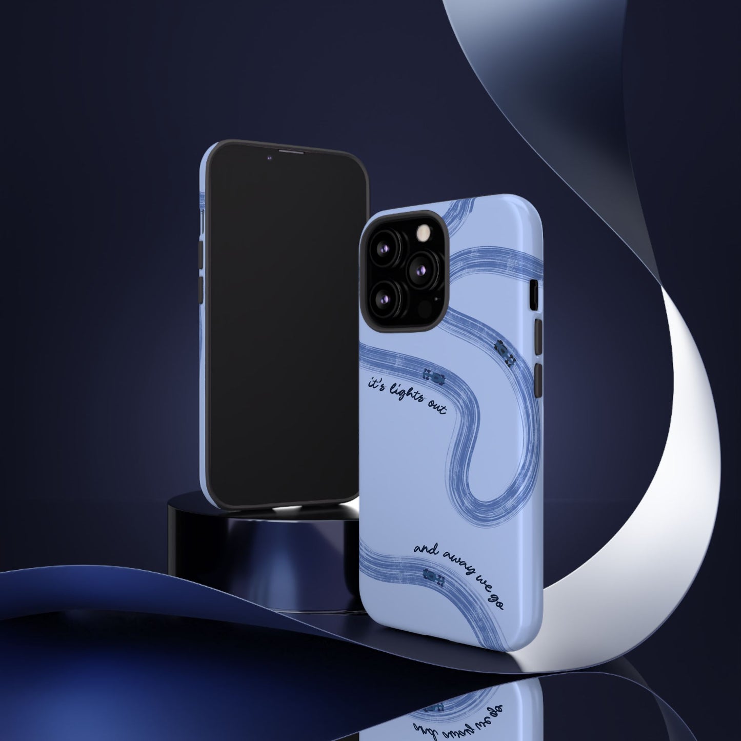 F1 Phone Case Monochrome Blue Painted "its lights out and away we go", Trendy F1 Gift, Formula 1 Gift, Cute F1 Phone Case, Phone Case