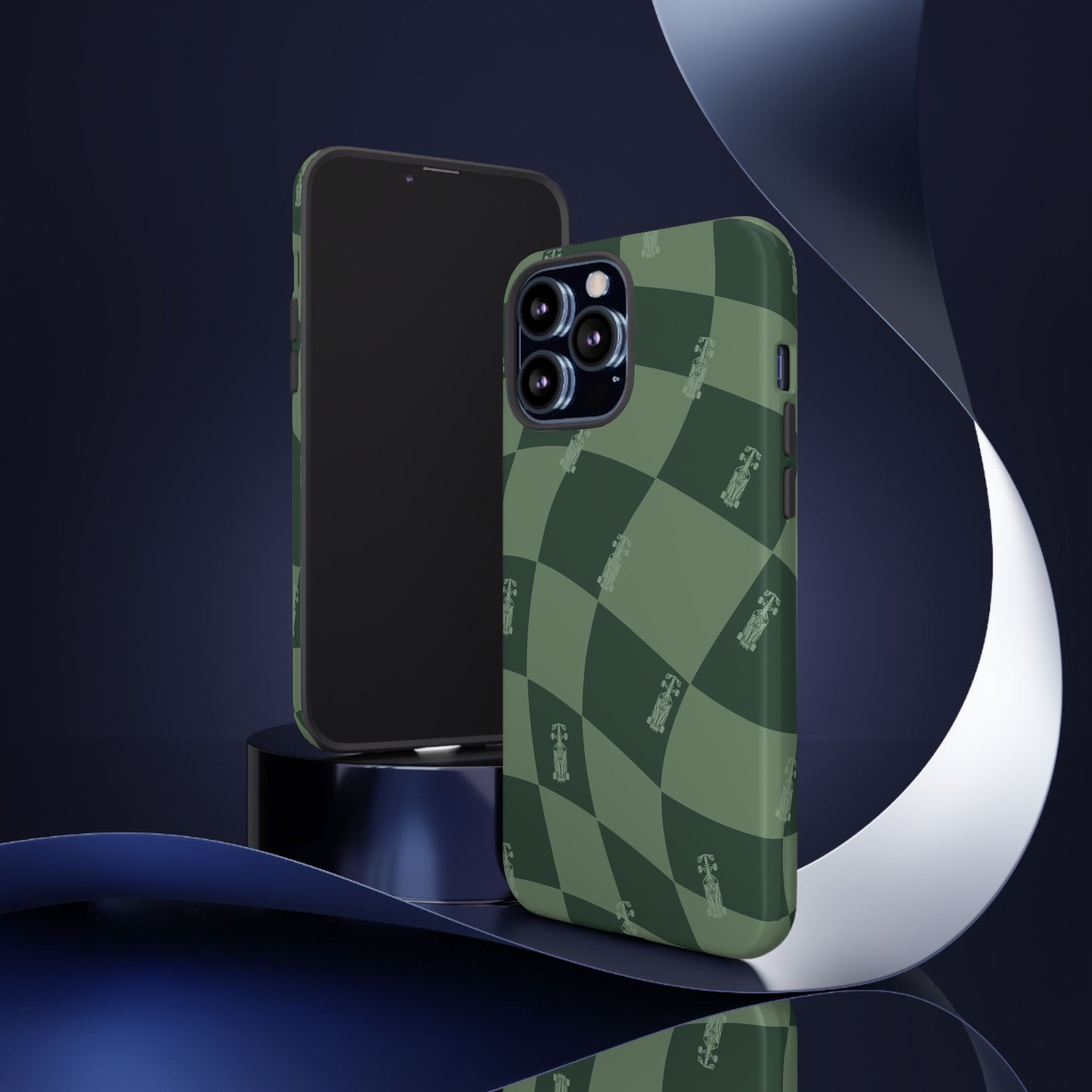 F1 Phone Case Green Checkerboard Design, Trendy F1 Gift, Formula 1 Gift, Cute F1 Phone Case, Unique Formula One Phone Case
