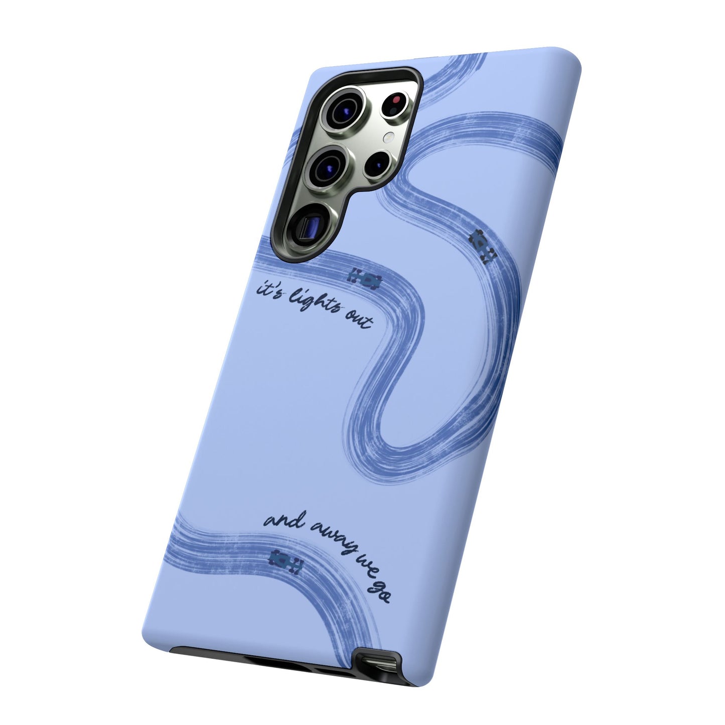 F1 Phone Case Monochrome Blue Painted "its lights out and away we go", Trendy F1 Gift, Formula 1 Gift, Cute F1 Phone Case, Phone Case