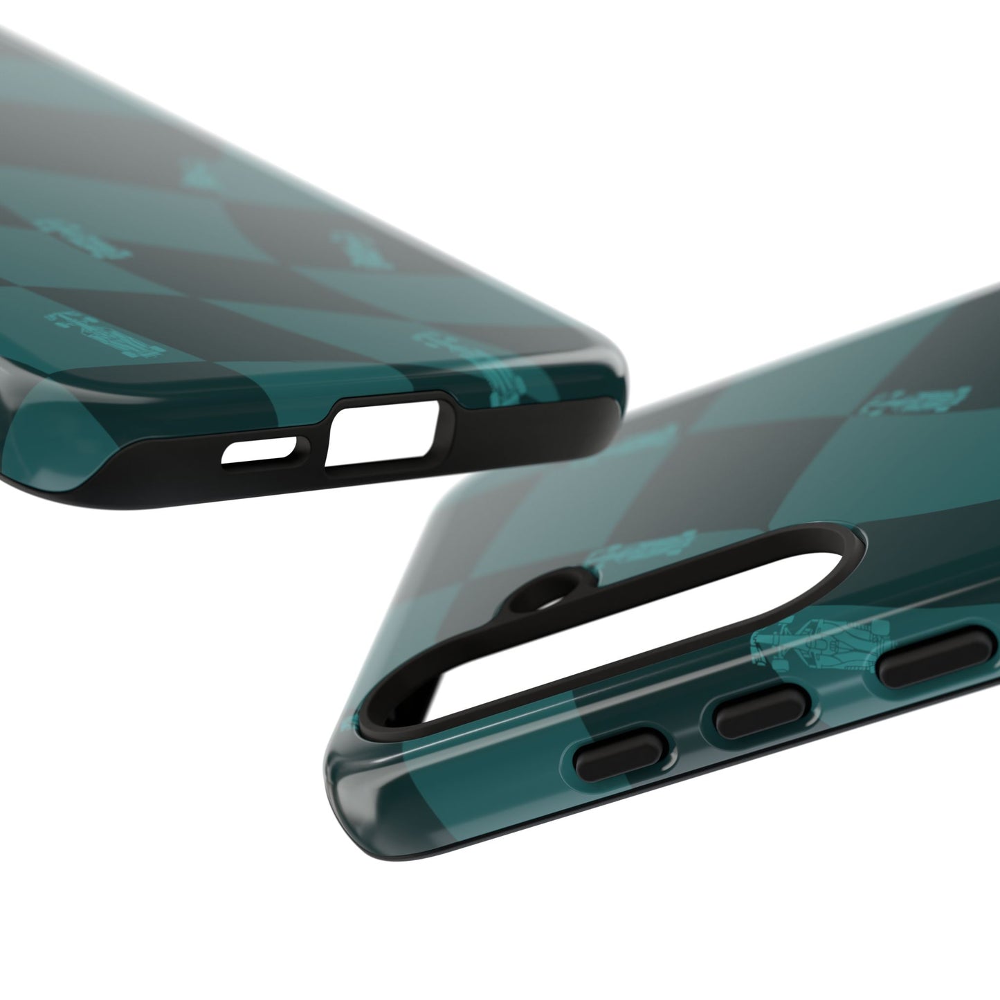 F1 Phone Case Teal Checkered Design, Trendy F1 Gift, Formula 1 Gift, Cute F1 Phone Case, Unique Formula One Phone Case