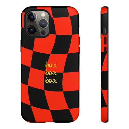 F1 Ferrari Black and Red Checkered Phone Case, Box Box Box F1 Phone Case
