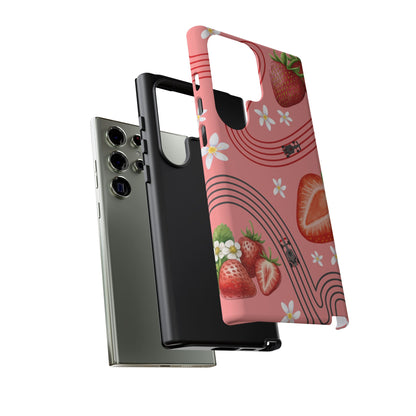 Red F1 Audi and Strawberries Phone Case, Trendy F1 Gift, Formula 1 Gift, Cute Fruit F1 Phone Case, Unique Phone Case